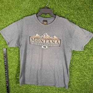 Prairie Mountain Montana Big Sky Country Graphic T Shirt Men's Size L Gray